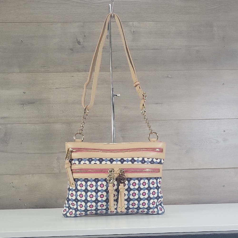 Spartina 449 Floral Pattern Canvas Leather Crossbody Bag